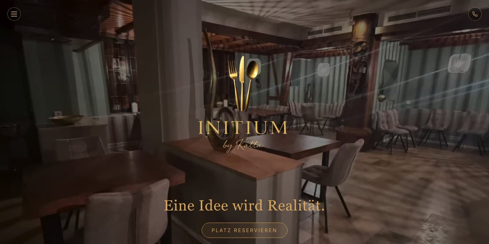 INITIUM by Katta – Restaurant-Website, Startseite